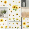 Festival de Abejas de Primavera y Verano Decoración de Pared para el Hogar Pegatinas de Pared PVC Autoadhesivo Planta de Girasol Flor Pegatinas para Niños
