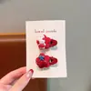 Novos Prendedores de Cabelo de Animal Vermelhos Estilo Coreano para Crianças Meninas, Botão Vermelho Coelho Flor Tecido Presilhas Bb