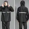 Capa de chuva de peça única tricotada para adultos homens e mulheres impermeável universal espessa para caminhada ciclismo proteção contra trabalho reflexiva capa de chuva para controle de enchentes