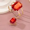 Set de 2 Piezas de Pulseras y Anillos con Encantos Cuadrados Elegantes Estilo Bohemio, Adecuado para Celebraciones, Bodas, Día de San Valentín