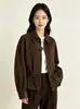 Chaqueta de solapa con bloques de color para mujer, nuevo estilo primavera/otoño 2026, chaqueta popular de este año de alta gama con cordón para estilizar