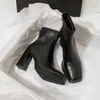 Botines de Tacón Alto de Otoño Moda Femenina Cómodos Elásticos para el Pie Botas de Mujer Cremallera Trasera 2026 Tacón Grueso Punta Cuadrada Nueva Adelgazantes Botas