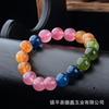 Pulseira Colorida de Turmalina Arco-Íris Alta Imitação de Cristal de Turmalina Pulseira Feminina Conjunto de Colar de Jade Colorido Macaron