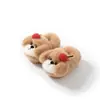 Pantuflas de Algodón para Niños para Invierno, Nuevo Diseño de Perro de Dibujos Animados para Niñas, Calidez para el Hogar, Forradas de Felpa, Suela Gruesa, Pantuflas de Algodón para Padres e Hijos, Transfronterizo