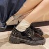 Sapatos de Couro com Plataforma e Salto Bloco Chunky para Mulheres 2025 Novos Mocassins Estilo College Britânico Sapatos Casuais Versáteis Retro