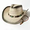 Sombrero de Paja de Cowboy Occidental Estilo Étnico Sombrero de Sol Sombrero de Protección Solar para Vacaciones Sombrero de Sol para Viajes Sombrero Exterior Tejido de Paja