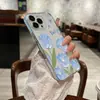 Funda de Teléfono Transparente Tulipán Azul de Bajo Costo y Alto Volumen para iPhone 17/18 Pro Max, Funda Suave a Prueba de Golpes al por Mayor