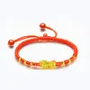 Pulsera valiente de latón chapado en oro joyería de oro de imitación este año de vida regalo de pareja pulsera de cuerda roja con cuentas de oro tejida a mano