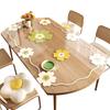 Flor Transparente Ovalado Mantel de Mesa Impermeable y a Prueba de Aceite PVC Vidrio Suave Mantel No Lavable Alfombrilla Protectora de Escritorio Antiescaldante