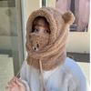Gorro Cálido de Invierno para Mujer con Forro Polar, Gorro Grueso Integrado con Máscara y Bufanda, Gorro Pulóver a Prueba de Viento para Montar al Aire Libre, Gorro para Tormenta de Nieve
