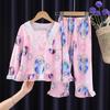 Pijamas para niños, pantalones de manga larga, primavera y otoño, dibujos animados, dulces niñas, bebés, niños medianos y grandes, traje de aire acondicionado para el hogar.