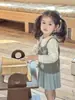 Camisola de Punto para Niña Estilo Coreano de Nicho, Camisola con Lazo para Bebé Estilo Miu, Camiseta sin Mangas Gris Estilo Preppy