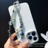 Lanyard de Teléfono Móvil Versátil de Lujo Ligero, Cadena de Muñeca, Cadena Corta de Cuerda Tejida a Mano con Perlas, Colgante de Joyería de Aleación, Gama Alta