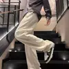 Calça casual de veludo cotelê estilo americano para homens, marca da moda, corte solto, tamanhos grandes, outono e inverno, alta costura, perna reta, esportiva, perna larga, calça comprida