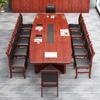 Mesa de reuniones larga, muebles de oficina, mesa de reuniones grande de piel, mesa de sala de reuniones ovalada con silla, mesa de negociación combinada