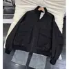 Jaqueta de trabalho masculina com bolso grande, estilo aviador, adequada para primavera e outono, estilo americano, corte ajustado, estilosa, casual e com caimento solto