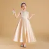 Disfraz de Actuación Coral Infantil 2026 Vestido para Niñas Vestido de Princesa Anfitrión de Actuación de Piano Color Champaña Vestido para Niña Grande