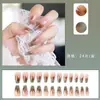 Uñas Portátiles Estampadas Más Vendidas Xiaohongshu Douyin Tendencia Pegatinas para Uñas Uñas Postizas 24 Piezas Uñas Portátiles Otoño e Invierno Venta al por Mayor
