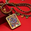 Dios Negro de la Riqueza Estilo Tibetano Finamente Elaborado Pintado en Oro Gran Deidad Negra Thangka Estilo Tibetano Buda Inmóvil Ocho Tesoros Loto Caja Gawu Colgante de Collar
