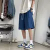 Shorts Casuales Retro Japoneses para Hombre Verano Nuevo Color Sólido Holgados Versátiles de Cinco Puntos
