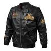 Chaqueta de Cuero para Hombre de Estilo Nuevo Otoño e Invierno Transfronteriza con Forro Polar, Chaqueta de Béisbol Juvenil de Moda, Abrigo de Cuero Bordado