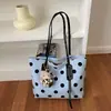 Bolso de Moda Transfronterizo 2026, Bolso de Mano de Lunares, Bolso Tote de Lino Estilo Coreano, Bolso de Hombro de Gran Capacidad para el Trabajo