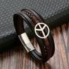 Empuje Caliente Transfronterizo Pulsera de Búho Punk Hecha a Mano de Acero Inoxidable Europea y Americana Pulsera de Cuero Tejida con Hebilla Magnética para Hombre