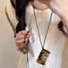 Collar retro de leopardo con peine, cadena larga para suéter, diseño de nicho para mujer, collar de ácido acético, accesorios de cuello con cuerda negra de alta gama