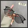 Óculos Cor de Chá Frio para Mulheres, Fotocromáticos, Adequados para Lentes de Grau, Anti Luz Azul, Anti Radiação, Aparência Natural, Ultraleves, Armação Redonda Lisa