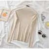 Moda Otoño/Invierno 2026 Nuevo Suéter Elegante de Punto con Cuello Semi Alto y Manga Larga para Mujer, Camiseta Adelgazante de Capa Base