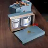 Taza de Agua Yuerui, Juego de Porcelana para Preparar Té en la Oficina con Tapa, Filtro, Juego de Tres Piezas, Separación de Té y Agua, Pequeño Regalo, Taza para Reuniones de Oficina