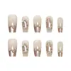 Unhas Elegantes Rosa Diamante Suave Usáveis, Decoração Colorida de Borboleta, Manicure Exquisita, 10 Peças de Adesivos de Unha com Diamante de Luxo Leve