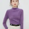 Suéter de Lã Slim com Gola Alta Meia-Boca, Sem Costura, Linha Única, Pronto para Vestir, para Mulheres, Outono e Inverno, Suéter Interno Justo para Mulheres, Camisa de Base de Lã