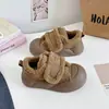 Botas de Neve Redondas da Moda, Macias e Fofas, Botas de Algodão com Velcro Estilo Ins para Meninas, Sapatos Quentes Forrados com Lã para o Inverno 2025 Xy-A355