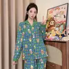Yunduo Algodón Pijama Nuevo para Mujer en Primavera y Otoño de Manga Larga Popular en Transmisión en Vivo Dulce Holgado Conjunto de Ropa para el Hogar que se Puede Usar Afuera