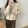 Suéter de Punto Trenzado con Cuello Redondo Estilo Coreano Otoño e Invierno 2026 Nuevo Estilo Perezoso para Mujer, Capa Base de Moda