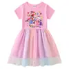 Vestido de Princesa Infantil Estilo Coreano com Estrelas Arco-Íris, Saia Tutu de Tule, Vestido Versátil de Manga Curta e Manga Longa para Meninas