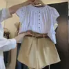 Nuevo Producto de Verano Estilo Coreano Transfronterizo 2026: Camisa a Rayas de Manga Corta Vintage Chic con Diseño Único, Top Versátil para Mujer