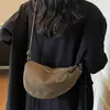 Bolsa Retro Fosca para Mulheres, Grande Capacidade, Novo Design de Nicho Outono e Inverno 2025, Bolsa de Ombro Único Transversal, Bolsa Dumpling para o Dia a Dia