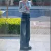 Jeans de Pierna Ancha Azules Retro Estilo Americano High Street con Costuras para Mujer Verano Diseño de Autor Nicho de Cintura Alta Pantalones de Moda Versátiles