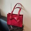 Bolso de novia rojo transfronterizo para boda, bolso de hombro con lazo, bolso de mano explosivo, nuevo nicho de moda 2024.