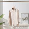 Camisa de Seda Estilo Nuevo de Primavera, Diseño Femenino para Ropa de Trabajo, Blusa de Seda de Morera Manga Tres Cuartos, Camisa de Marca Color Puro