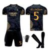 2324 Real Madrid Edición Conmemorativa Patrón Dragón Negro Camiseta de Fútbol para Niños 7 Vinicus 5 Vinicus 7 Camiseta de Ronaldo