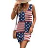 Falda chaleco Amazon transfronteriza de comercio exterior Europa y Estados Unidos vestido casual serie Día de la Independencia teñido anudado costuras falda estampada mujer