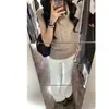Calça Jeans Branca Longa de Cintura Baixa Elástica Flare para Mulheres Altas, Inverno, Caimento Solto, Emagrecedora, Bootcut Comprimento Total