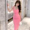 Vestido Sexy sin Mangas de Cuello Cuadrado para Mujer, Verano 2026, Ceñido a la Cintura, Adelgazante, Espalda Descubierta, Vestido Base Elegante 4112