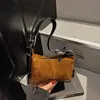 Bolso de Hombro Texturizado de Comercio Exterior para Mujer 2025 Otoño e Invierno Nuevo Bolso Cruzado Retro Bolso de Axila Empalmado Bolso Pequeño de Mano para Mujer