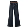 Calças Jeans de Cintura Alta Wide Leg Estreitas para Mulheres Verão 2025 Novas Retrô Soltas Retas Emagrecedoras com Caimento Flare