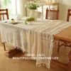 Mantel de ganchillo de hilo de algodón calado, estilo pastoral de lujo ligero y de alta gama, decoración de sala de estar, mantel para mesa de café estilo Ins con adornos de borlas