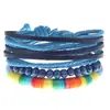 Direto da fábrica estilo europeu e americano retrô pulseira trançada de couro de vaca liga âncora pulseira de couro masculina terno multicamadas